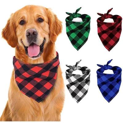 Black and White Plaid Pet Scarf Bib for Dogs and Cats