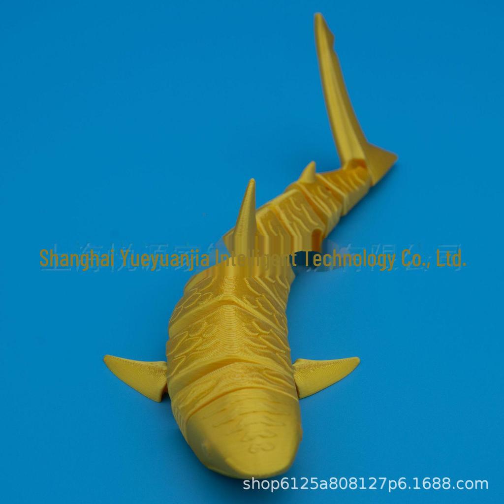 3D Printed Realistic Striped Tiger Shark Model with Movable Joints - Decorative Gift & Puzzle