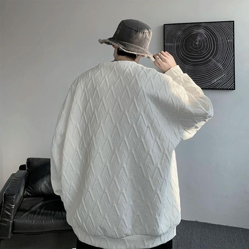 Vit Barock Tung Sweatshirt Herr Premium Vår och Höst Bas Tröja Oversize