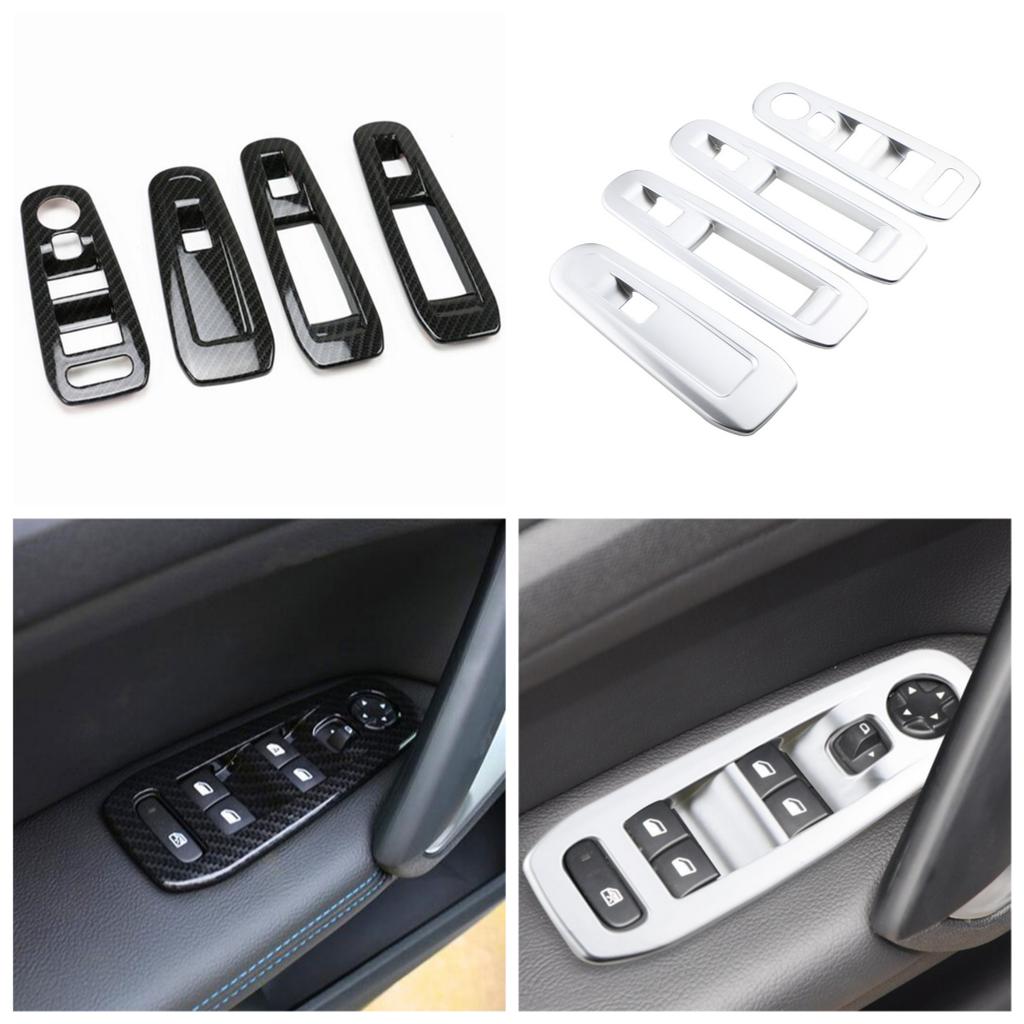 Car Window Switch Cover Glass Lifter Button Panel Decoration Sticker for Peugeot 308S 408 Car ABS Chrome Accessories