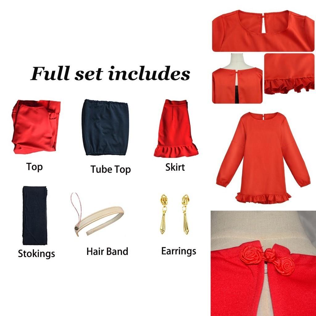 Elastisches und atmungsaktives Spy×family Yor Forger Cosplay-Kostüm-Kleid-Set