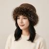Warm Mink Fur Fisherman Hat Korean Style Fluffy Warm Hat Simple Plush Bucket Hat  Ski