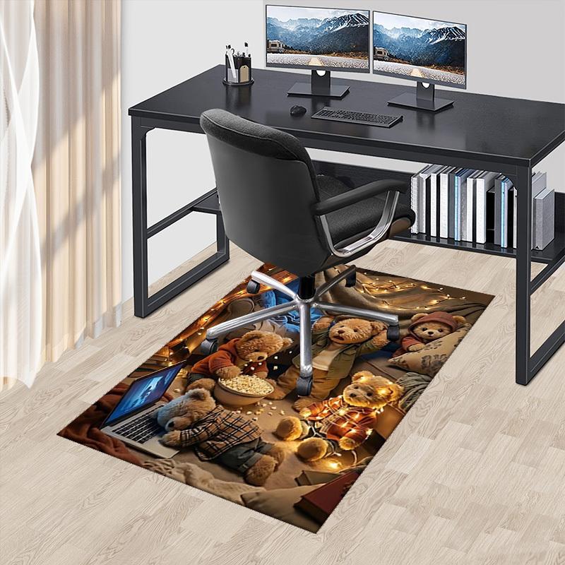 

1pc Teddy Bear Plush Toy Office Chair Mat - Anime Cartoon Design, Festive Gift, Non-Slip Carpet for Home Decor, Suitable for All Seasons.C032 60cm by 90cm