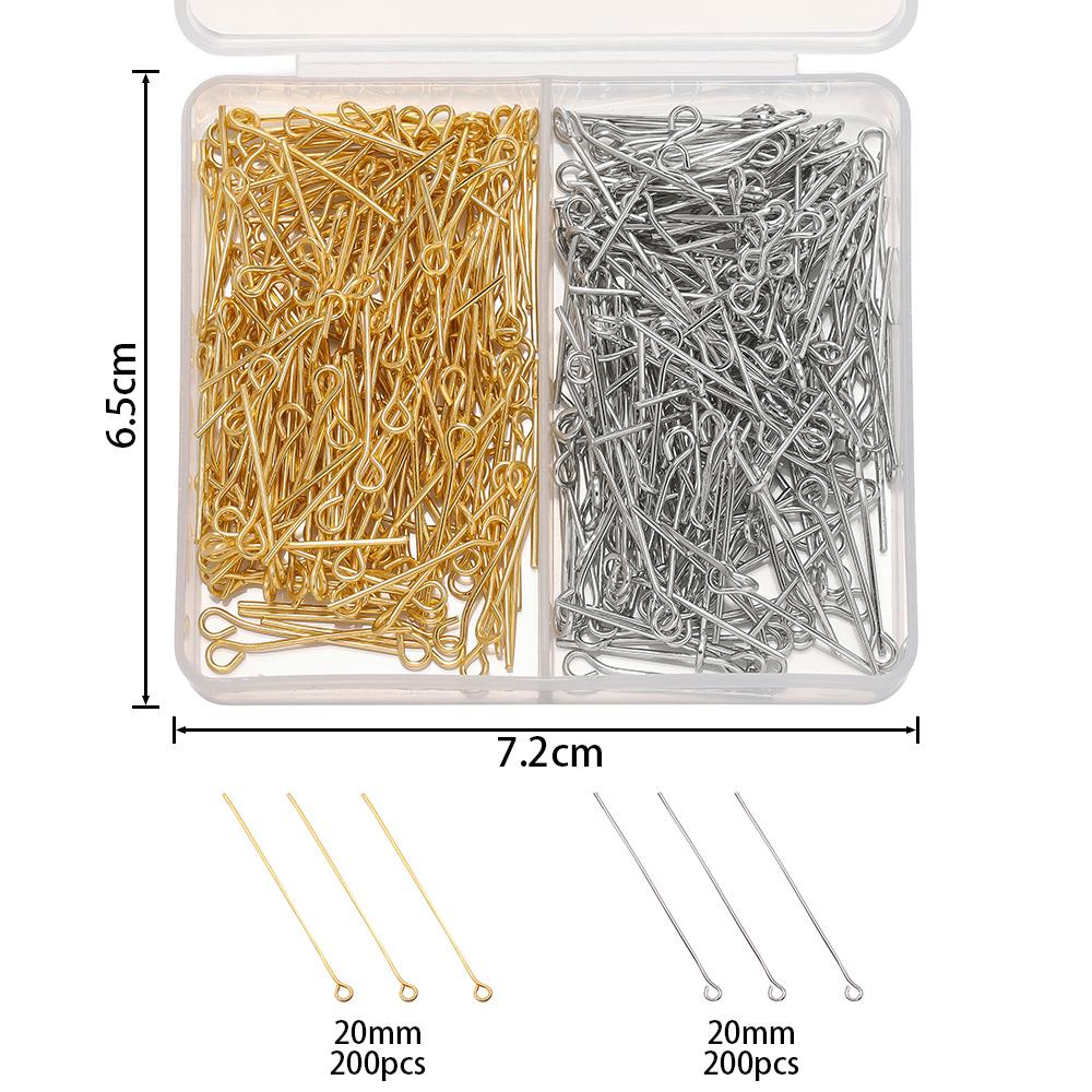 400pcs/Box 20mm Flat/Eyes/Ball Head Pins Needles Headpins Connector for Earrings Bracelet Pendant Jewelry Making Accessories