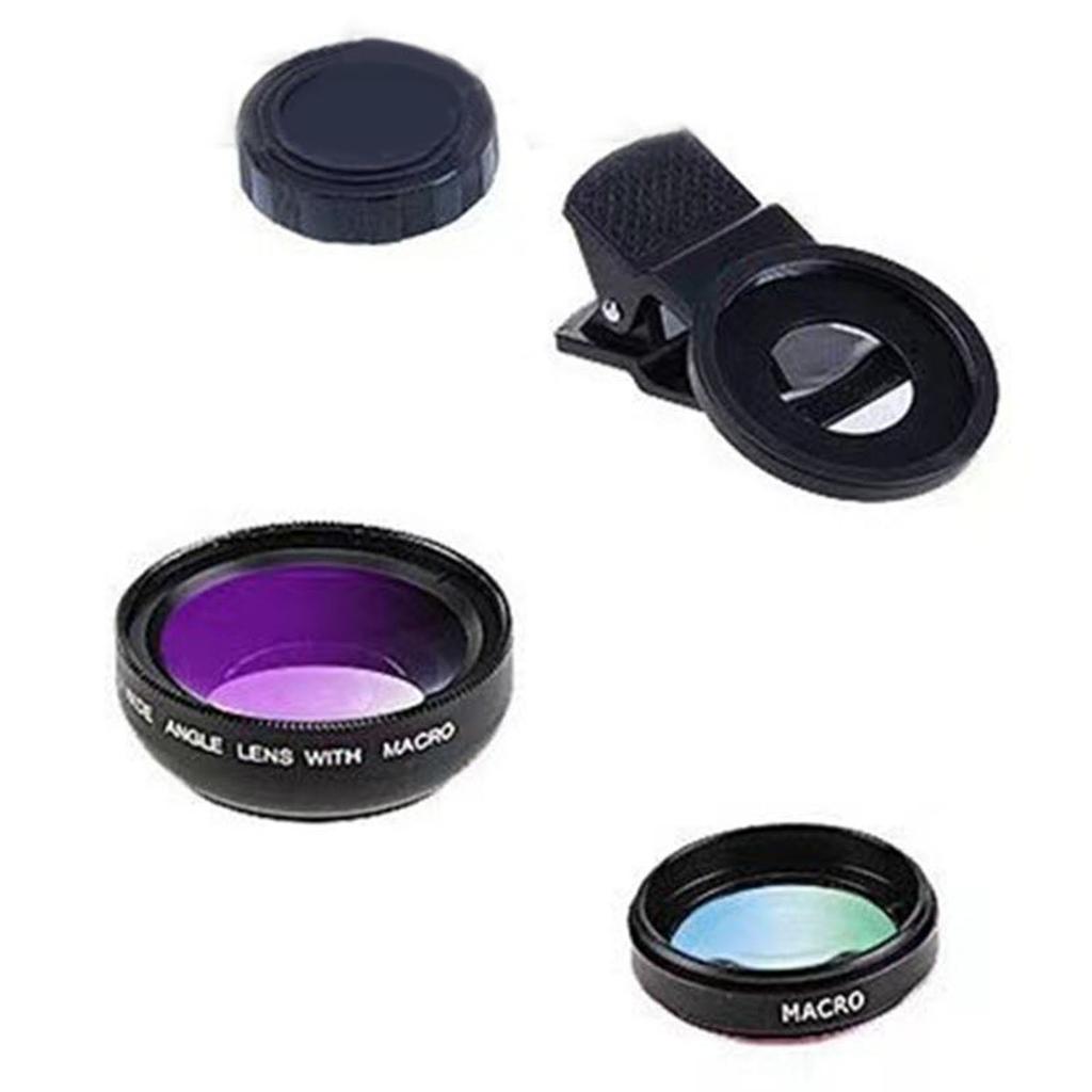 Smartphone Lens Black 0.45X Optical Glass Phone Camera Macro and Wide Angle Lens for Live Broadcast