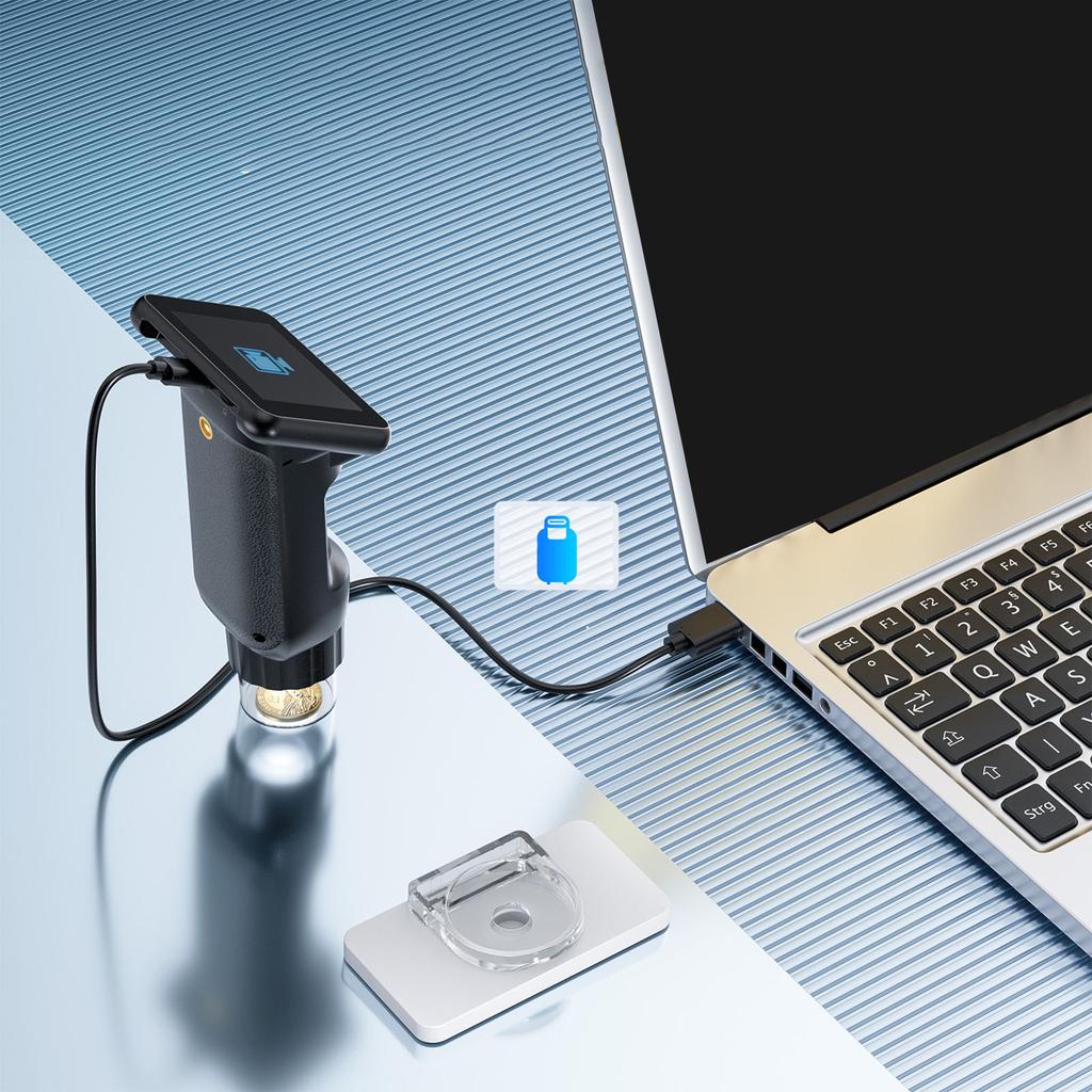 Digital Microscope with 8 LED Lights 2.8 Inch Screen Handheld Magnifier Camera USB PC View 1080P Video Anti Shake