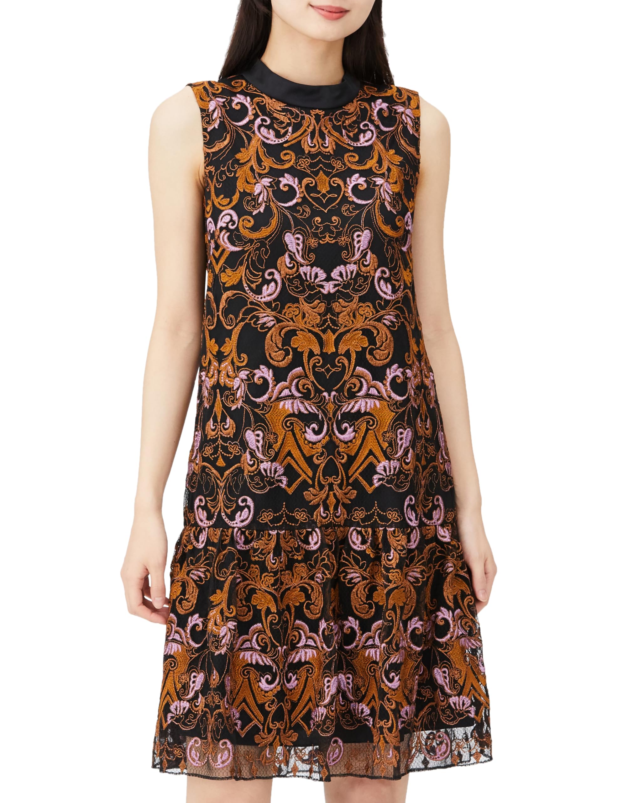 

2023AW Ламе Орнамент Міні-сукня 27 Чорний [Grace Continental] Жіноча