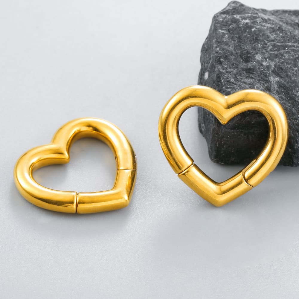 Giga 1/2Pcs 6mm Heart Shape Ear Weights Hanger Stainless Steel Body Jewelry Piercing Earring Gauges Earlobe Stretcher Fashion
