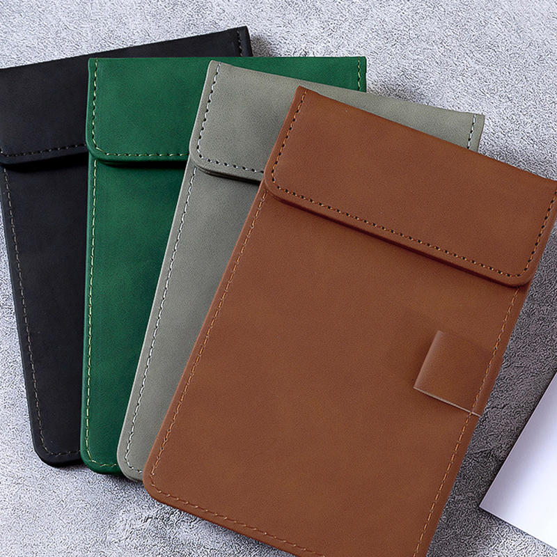 Restaurant Menu Clipboard A6 Writing Pad PU Leather Clipboard Mini Paper Tablet Conference Folder Colorful A6 Bill Clip