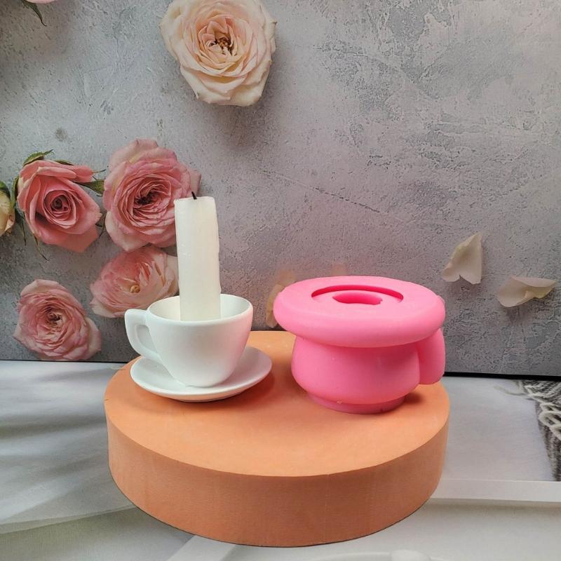 Teacup Candlesticks Molds Scented Candle Holder Silicone Molds Resins Concrete Castings Moulds for Table Decorations