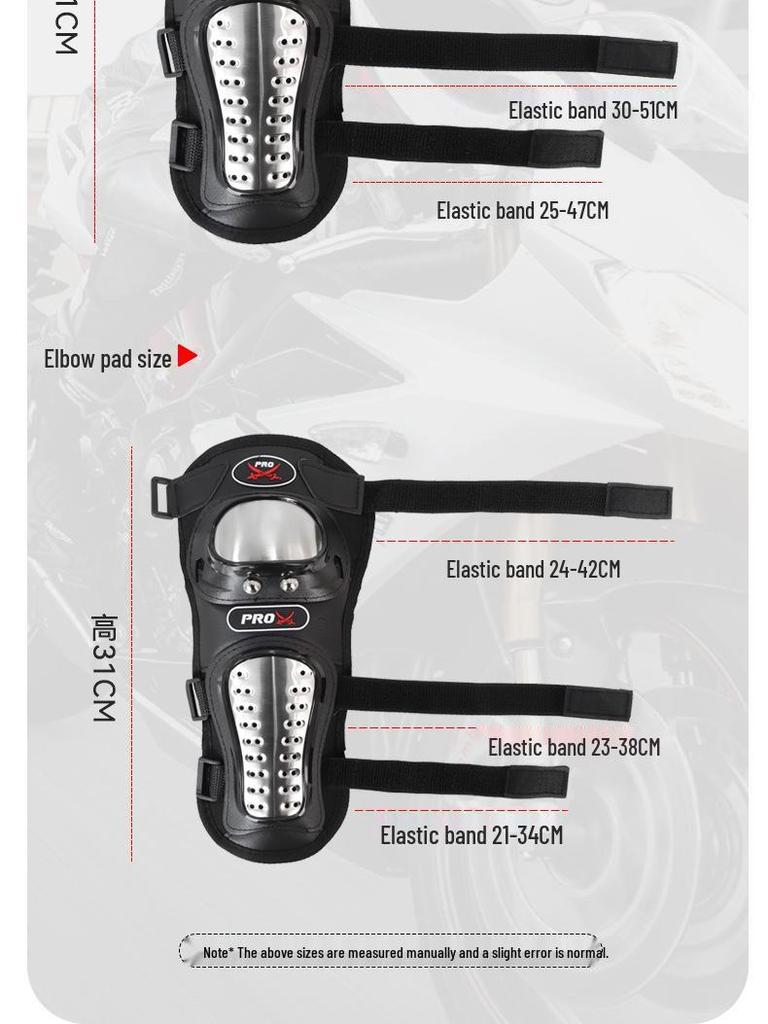 PRO X Motorcycle Anti-Fall Stainless Steel Knee & Elbow Pads Set for Off-Road Riding