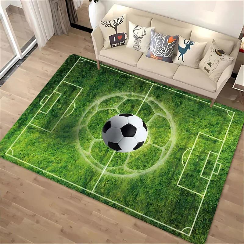 Ball Sports Themed Carpet Cartoon Soccer Floor Mat for Kids Bedroom Decor Football Large Area Rugs Home Living Room Hallway Rug