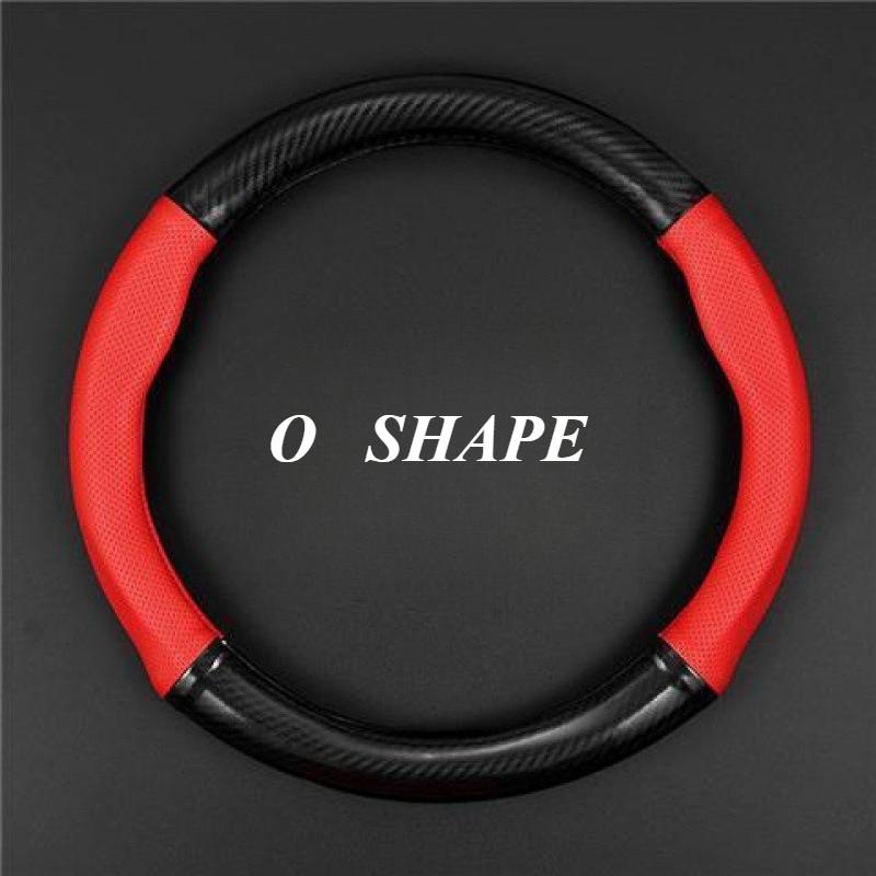 38cm Car Steering Wheel Cover Carbon Fiber Leather For 2017- Volkswagen Tiguan MK2 Passat B6 Arteon Touran Tiguan ID4 Etc