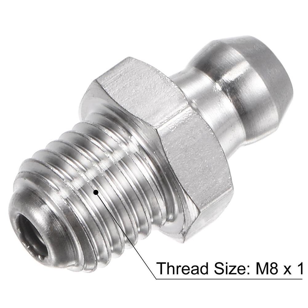 Stainless Steel Grease Fitting M8 X 1mm Thread 10 Pack for Hydraulic Systems Pneumatic Devices and Mechanical Assembly Lines