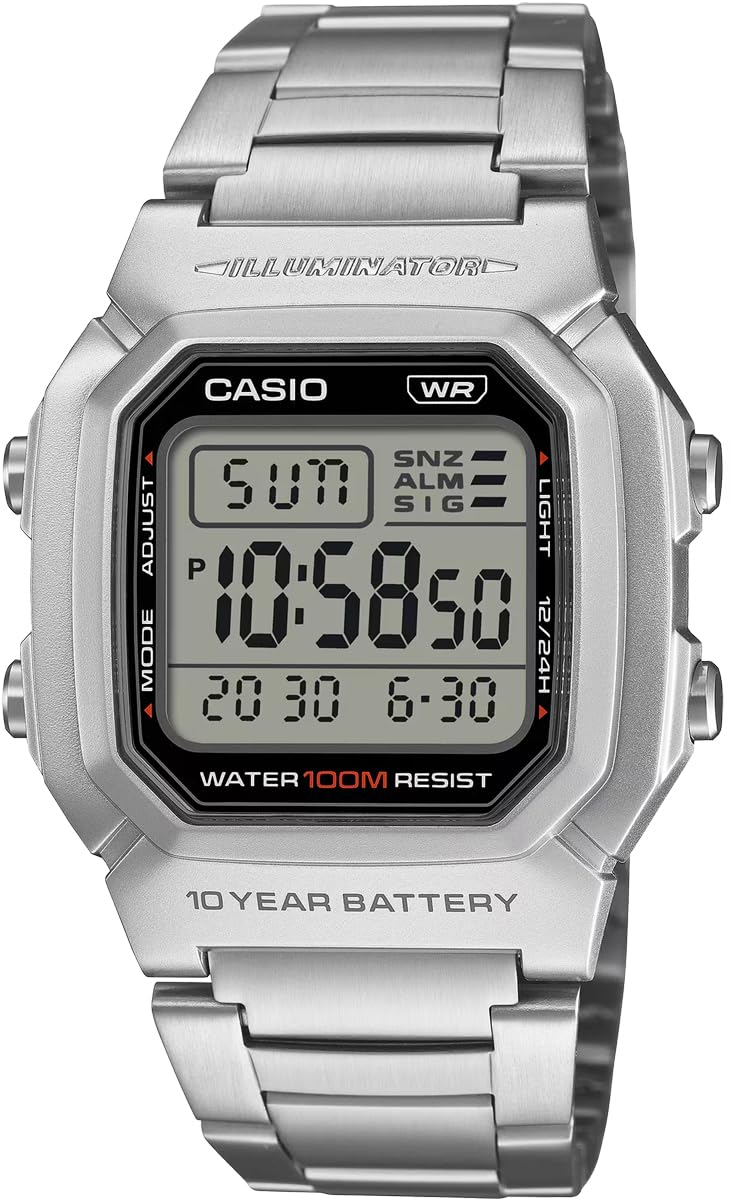 

Standard Digital Men s Watch W-800HD-1AV with Metal Band, Silver, Imported Model