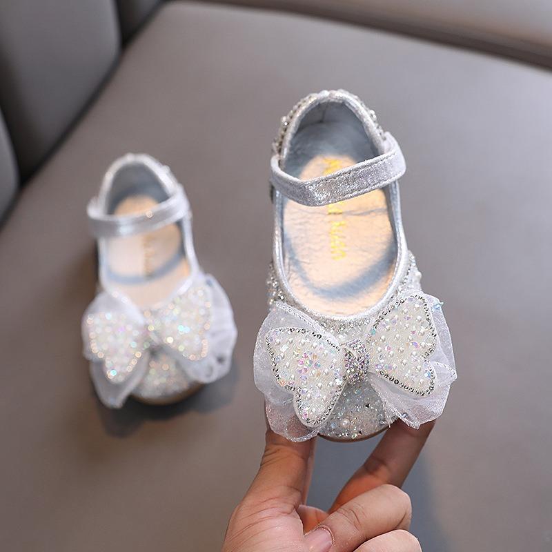 Autumn Korean-style girls' princess baby small/medium/large children's bowknot leather dance performance shoes