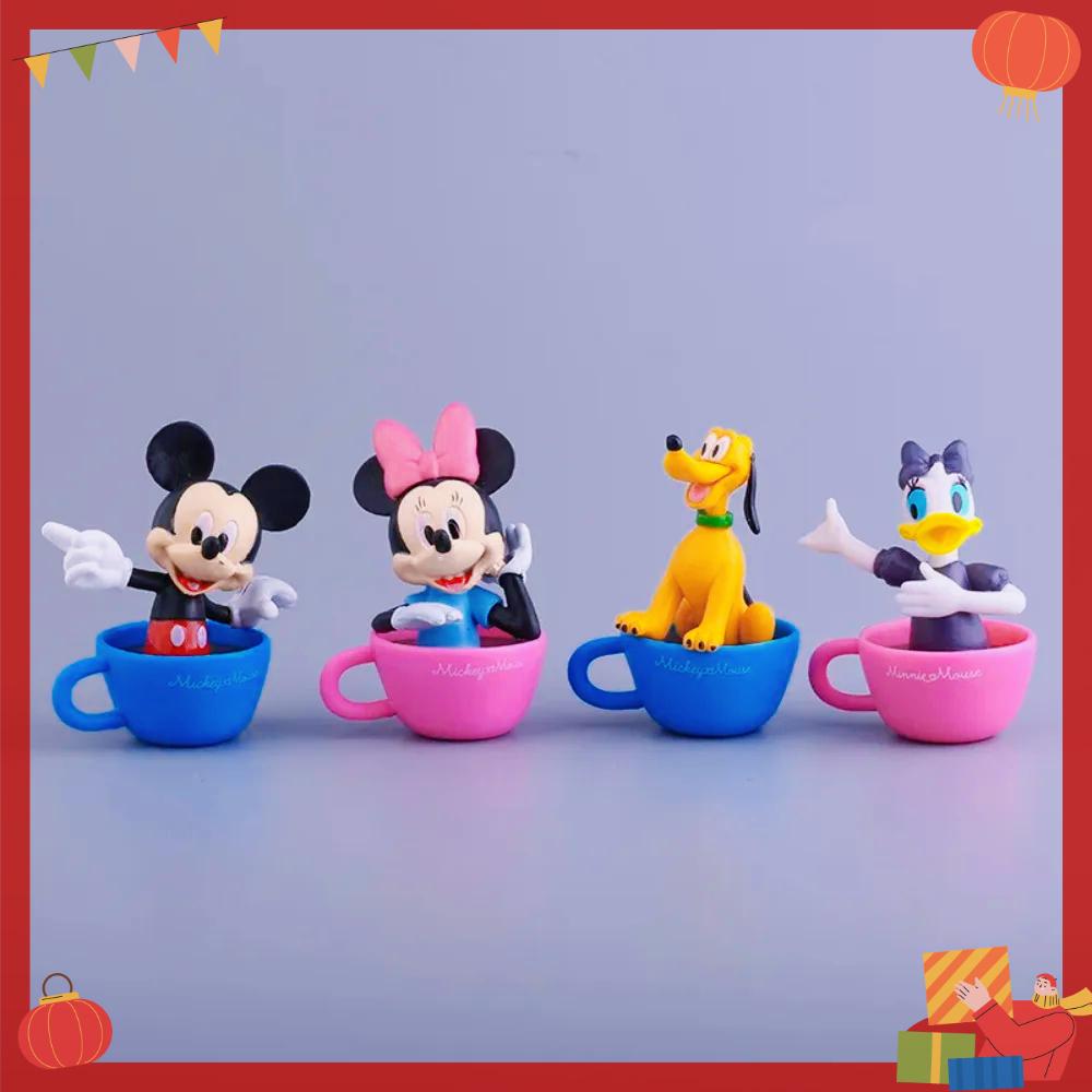 Disney 6pcs Doll Set Mickey Minnie Donald Duck Set Comes with A Cup High Quality Gift Box and Exquisite Cartoon Decorations