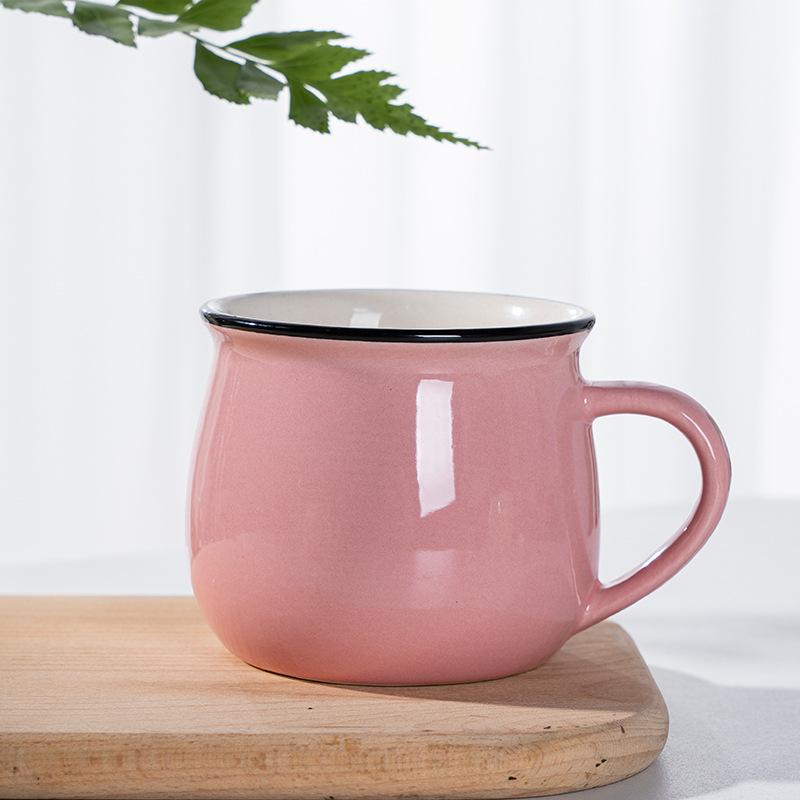 

Factory Spot Ceramic Cup Big Belly Cup, Milk Breakfast Cup Coffee Cup, Color Glaze Can Be Determined Large розовый