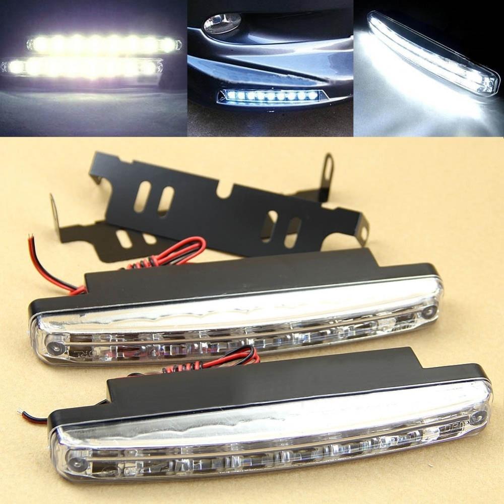 2Pcs 8 LED LED Lights 12V 4W Super Bright Car Running Day Waterproof