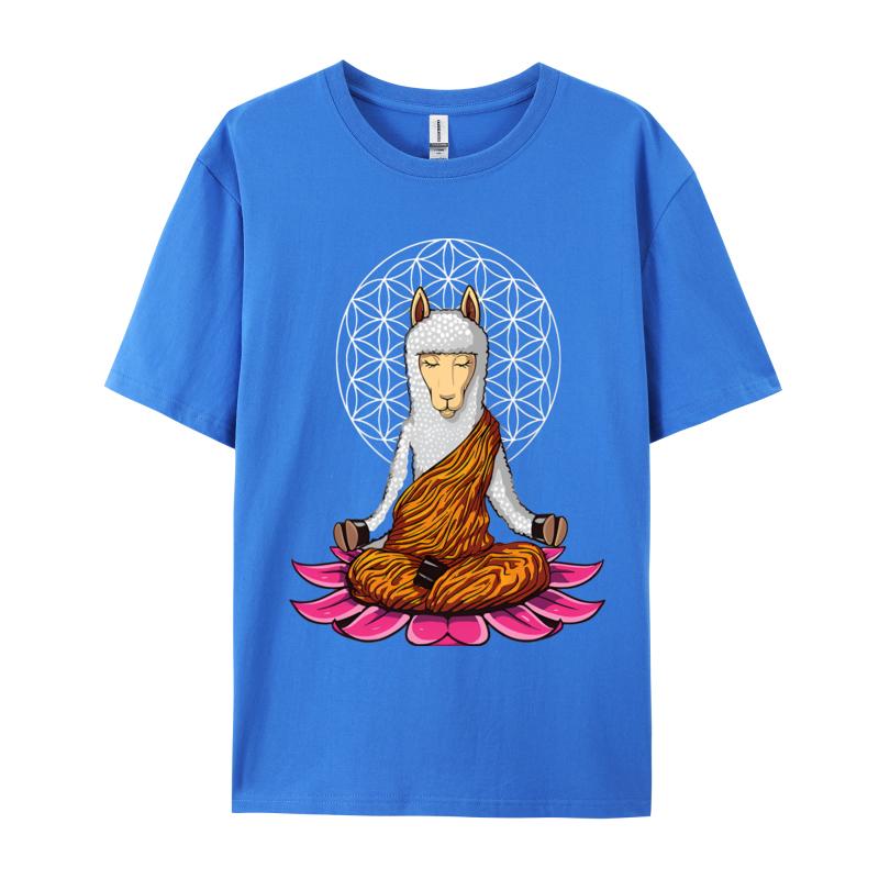 Llama Buddha Zen Yoga Alpaca Meditation TShirt T Shirts Funky Unisex T Shirt Leisure Cotton T Shirt Design