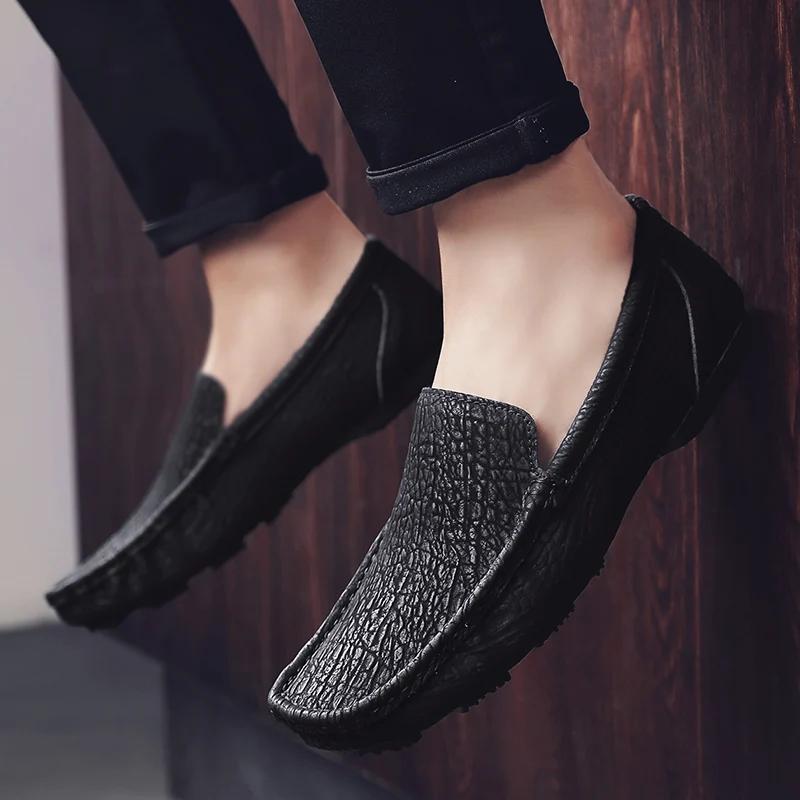 Мода Ручная работа Модная мужская обувь пошив Повседневная натуральная кожа Плоские — фото 3