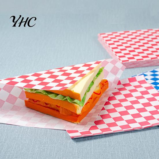 Paper Food Basket Liners 50Pcs Sandwich Wrappers Grease Resistant Deli for Classic Burger Wrapping Papers Checkered Burgers BBQs Parties Sheets Trays