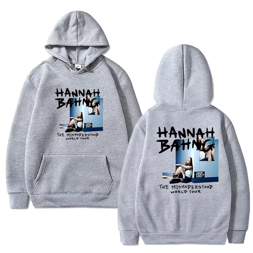 Hot Sale Hannah Bahng The Misunderstood World Tour 2025 Double Sided Hoodies Unisex Fashion Y2k Pullover Men Women Fleece Hoodie