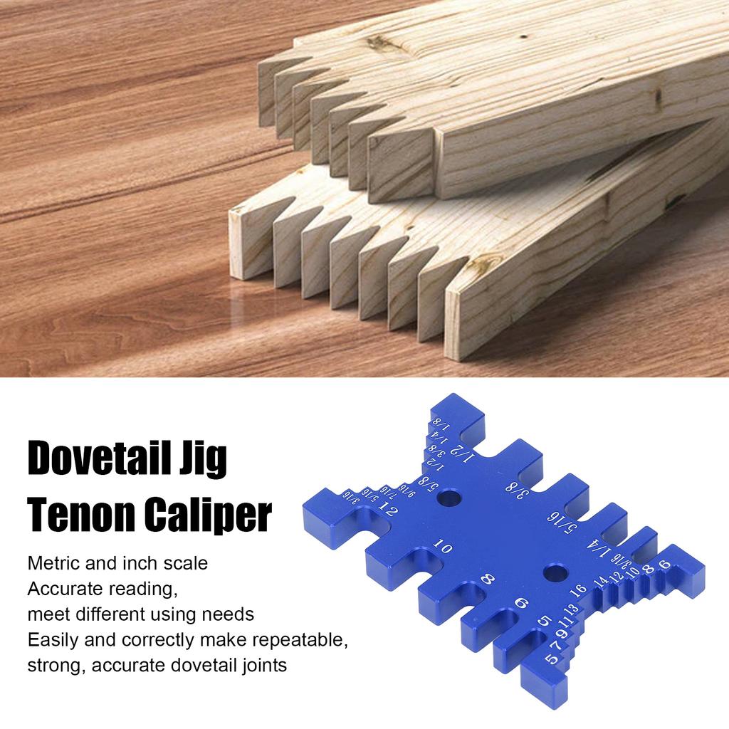 Dovetail Jig Tenon Caliper Aluminum Scale Card Measuring Woodworking Tool