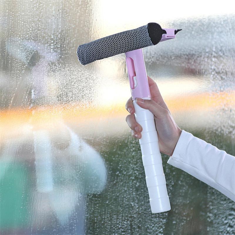 1 spazzola per la pulizia dei vetri 3 in 1, tergicristallo per specchio da bagno, con spray, lavavetri bifacciale