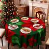 Christmas Table Cloth, Red Christmas Flower Green Leaf Print Polyester Tablecloth, Restaurant Table Fabric Decorative Cloth