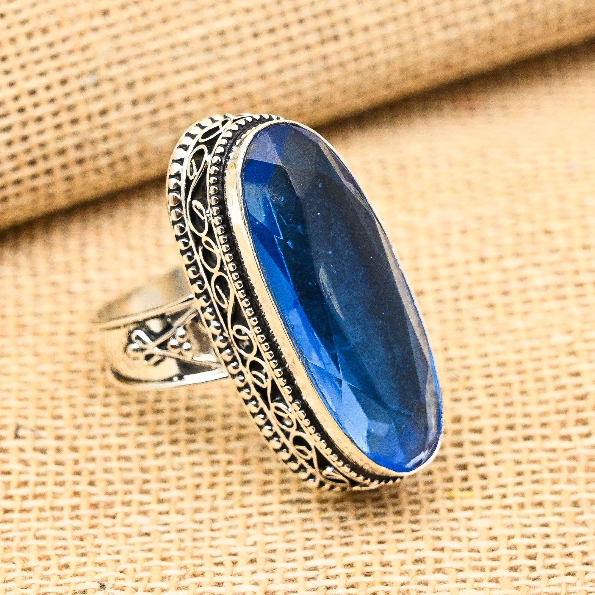 

Кольцо из стерлингового серебра 925 пробы с танзанитом, винтажные ювелирные изделия ручной работы для подарка 12 синий