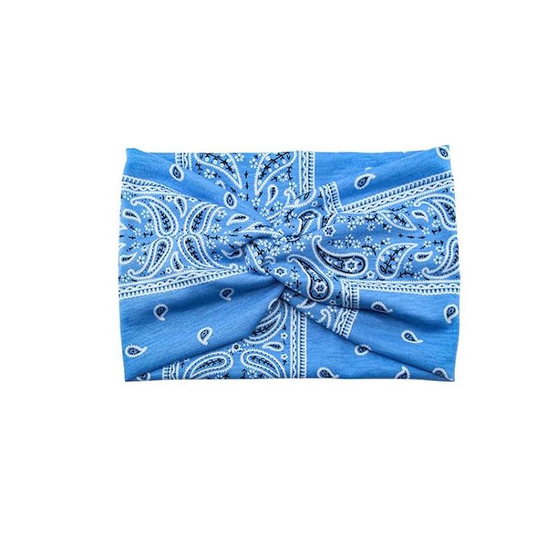 Faixa de cabeça elástica de ioga boêmia europeia e americana – acessório esportivo de cabelo com estampa cruzada de aba larga para mulheres