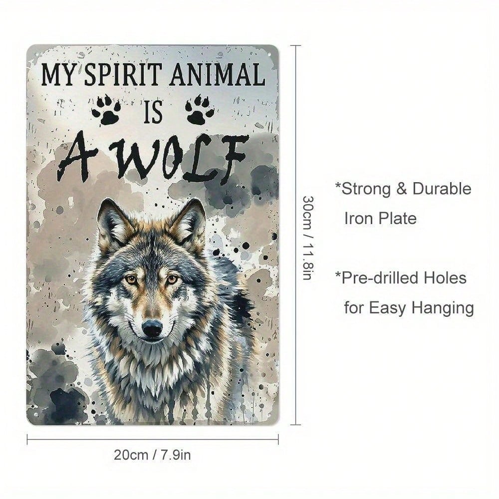 Wolf Spirit Animal Metal Wall Art 8x12 Rustic Tin Sign Lodge Cabin Retro Decor