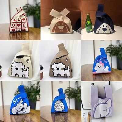 Korean Chic Simple Retro Hollow Knitted Handbag Shoulder Bag Women'S Vest Bag Open Top Yarn Bag Shopping Bag Sending