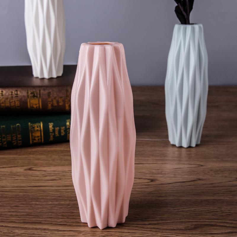 Nordic Color Plastic Camellia Flower Vase - Creative Imitation Glaze for Dry & Wet Flowers