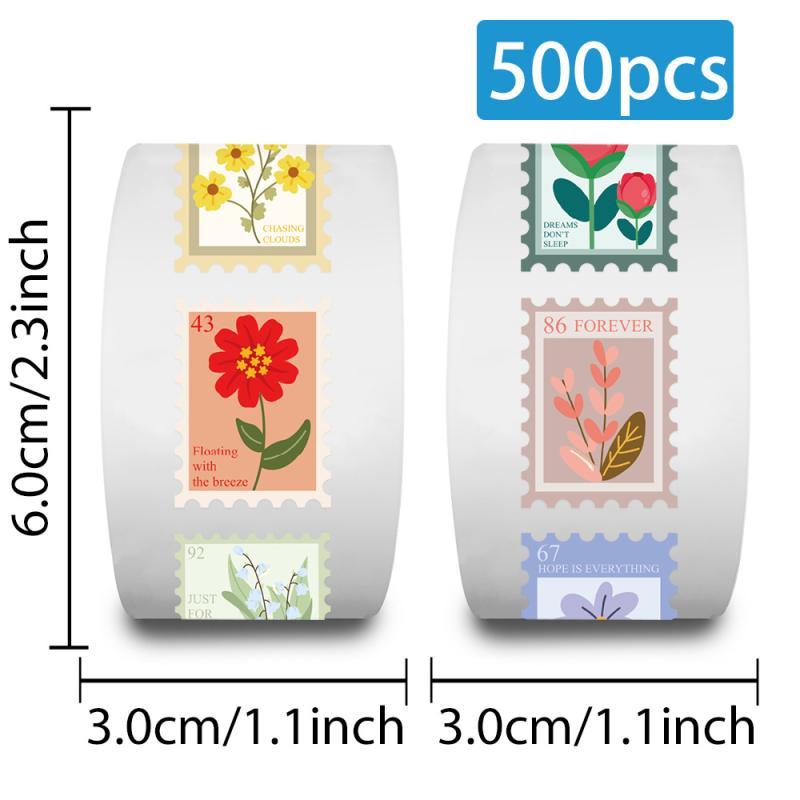 500 Stück Mode Blumenstempel Aufkleberrolle Minimalistische Kunst Cartoon Scrapbooking Graffiti Café DIY Scrapbooking Handy Geschenke Aufkleber