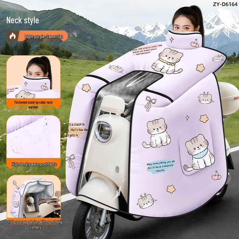 

Extra Thick Windproof Quilt for Electric Vehicle: Full Coverage, Double-Sided Fleece, Waterproof, Warm & Rainproof Winter Protection