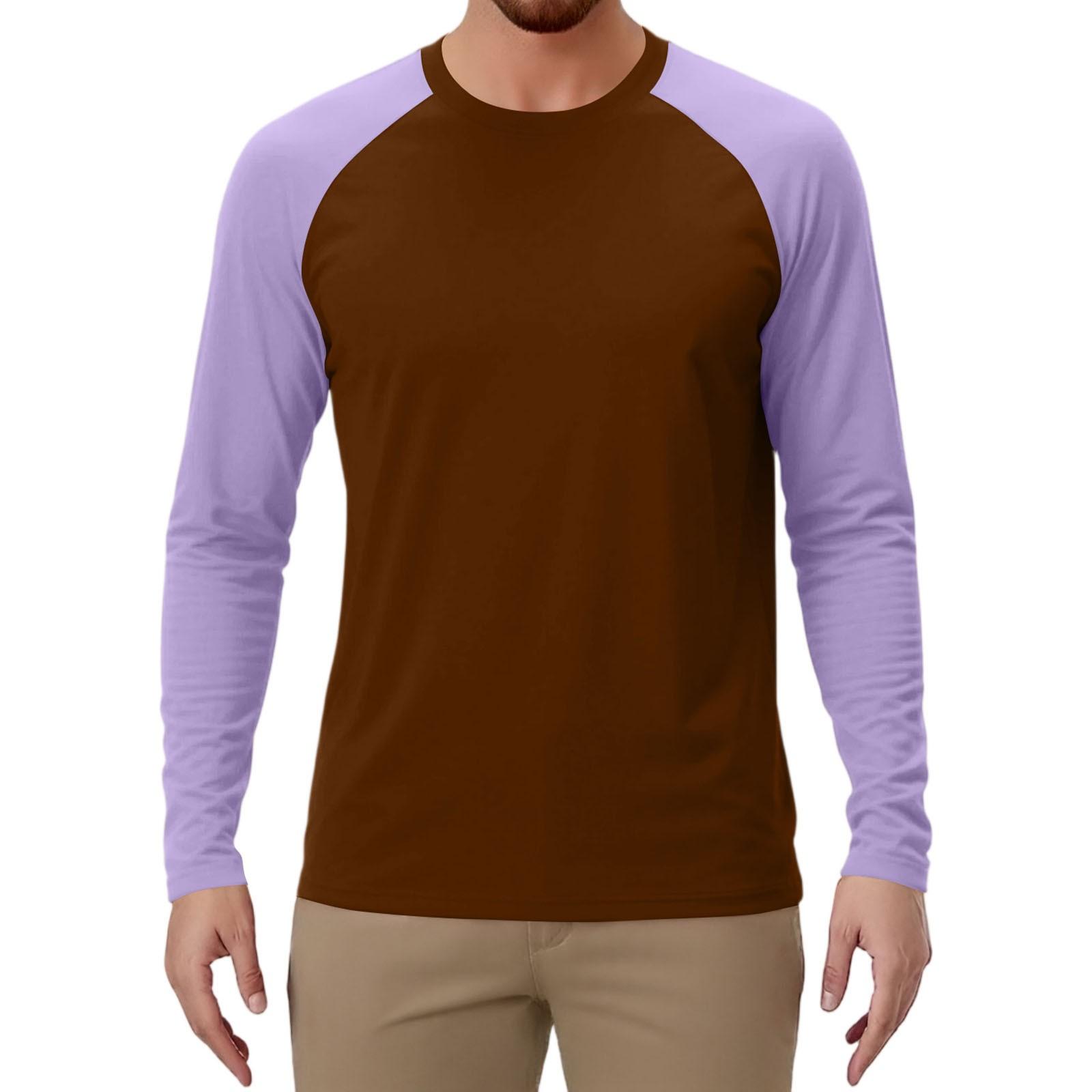 

Мужской спортивный топ с длинным рукавом реглан контрастного цвета L коричневый