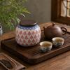 Wood Lid Traditional Chinese Tea Canister Ceramic Tea Leaf Can Tea Storage Jar  Living Room
