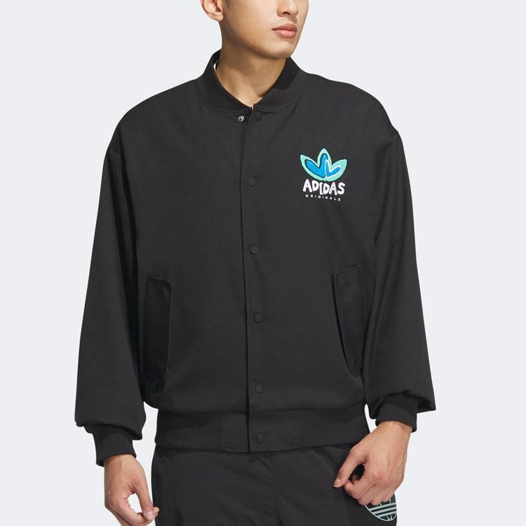 adidas Originals Special Series Heart Logo Bomber Jacket, Unisex Fashion Casual Outerwear Black IK8663