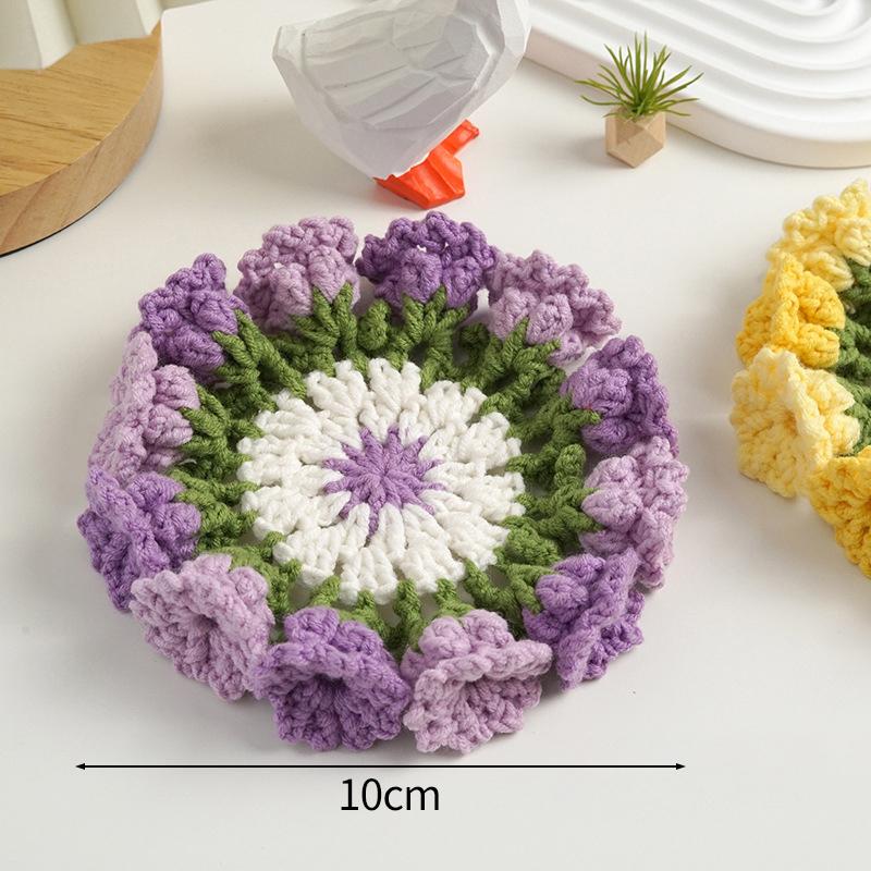 Crochet Tea Coaster Rose Flower Coasters Crochet Flower Placemat Rose Bouquet Cup Pad Coffee Mug Cup Mat Mother'S Day Gift