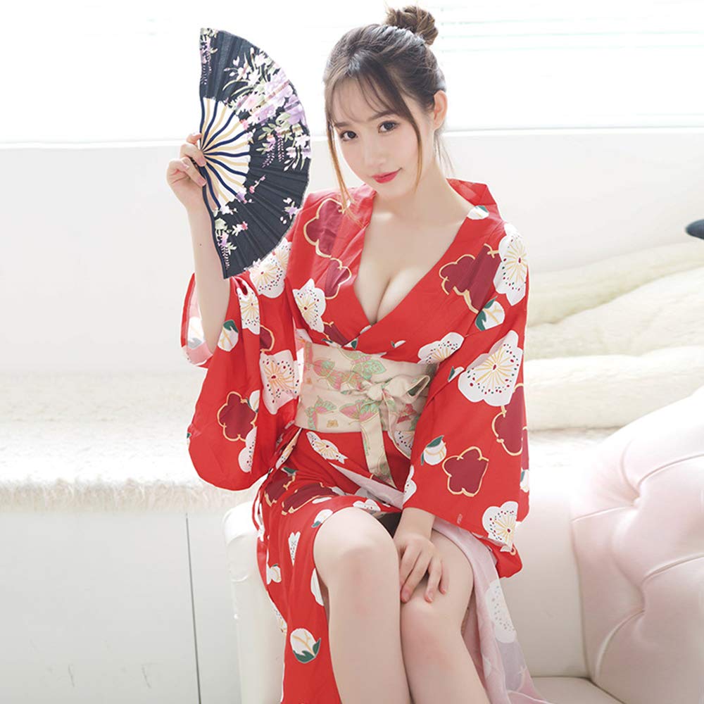 SHLYMP Japanisch Extrem Baby Offen Yamato Japanisch Japanisch Attraktiv Einheitsgröße Kirsche Yukata, Kimono, Cosplay, Sexy, Erotisch, Erotisch,
