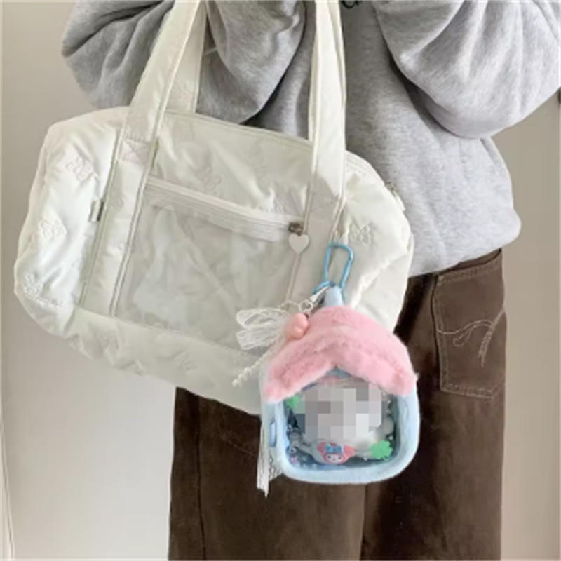 Plush House Shaped Doll Display Bag Clear PVC Ita Bag for Plush Doll Badge Display Portable Wristlet Pouch Small Pendant Bags