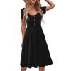 Modische Damen Sommerkleider Elegantes Kurzarm Midi Kleid