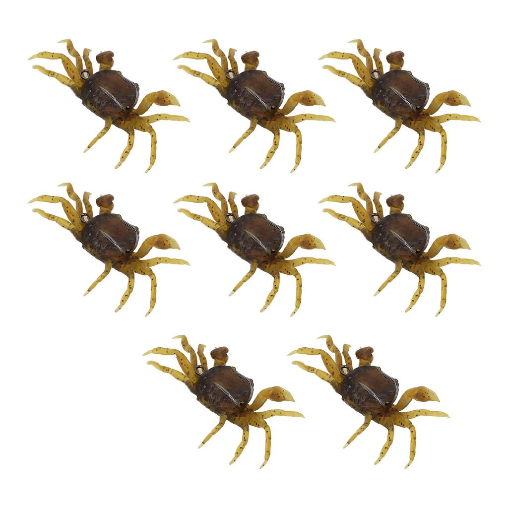 8Pcs Artificial Crab Bait 13cm 33.5g Simulation Crab Soft Lure Fishing Bait with Hooks for Freshwater Saltwater Yello