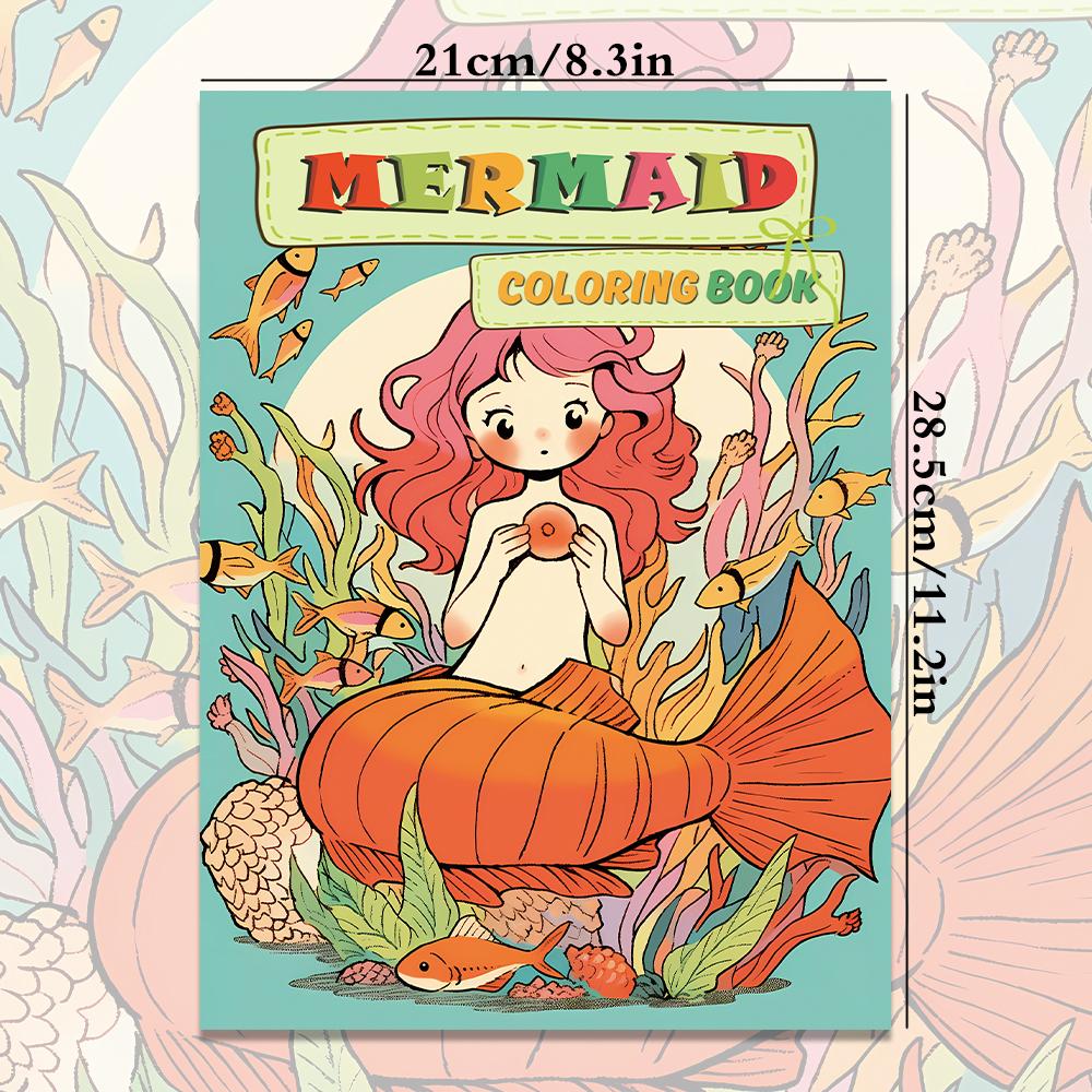 

1pc, Mermaid Coloring Book, Teenagers Coloring Book,30 Different Patterns, 100gsm Thick Paper, Stress Relief, Birthday Gift