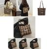 Stylish High-quality Tote Bag For Women In Trendy Plaid Design With Cartoon Dog Print