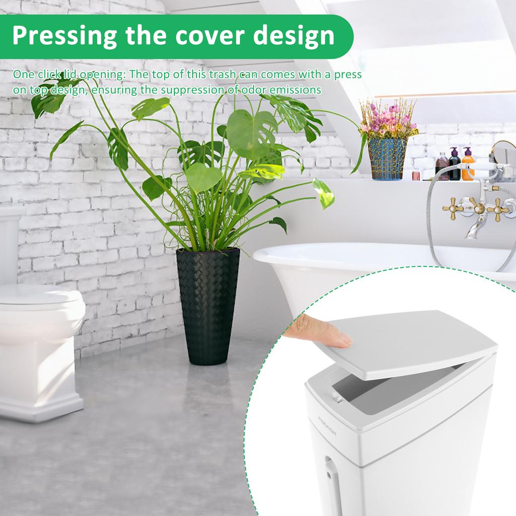 Úzký odpadkový koš do koupelny, kuchyňský kbelík na odpadky s víkem a kartáčem do úzkých prostor, nástroje na čištění toalet, příslušenství