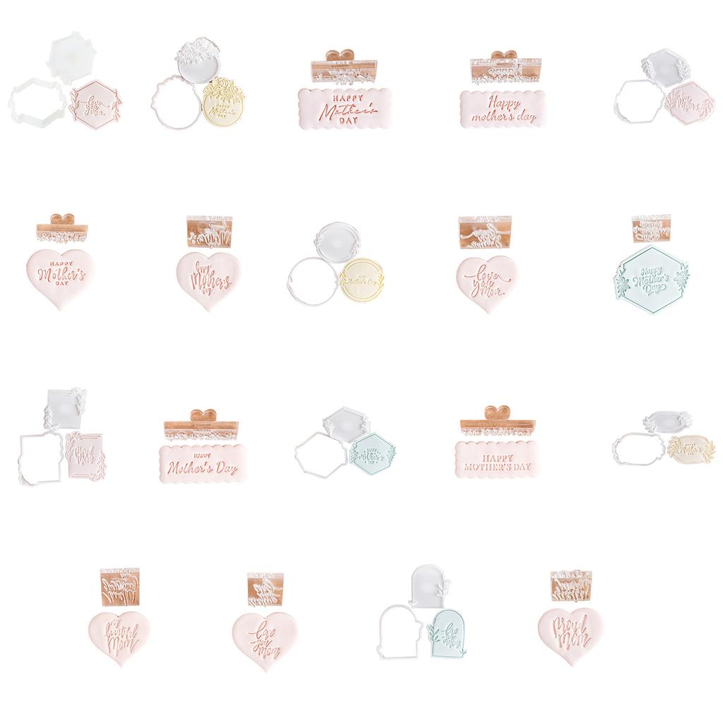 Mother's Day Cookie Stamp Molds Heartfelt Mother's Day Cookies Fondant Cutter Functional Biscuits Baking Stamp