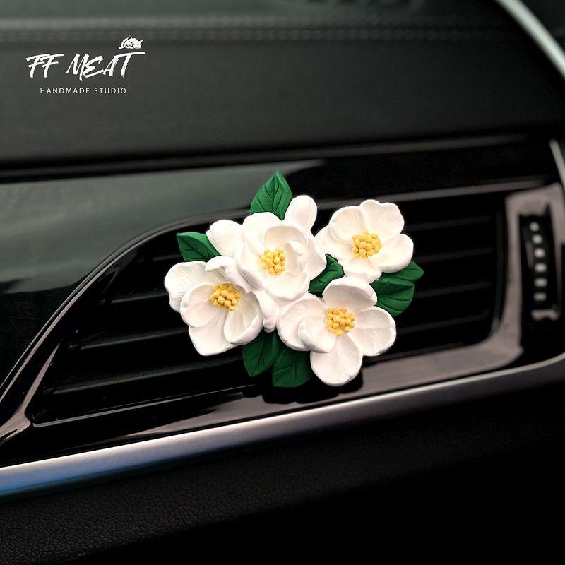 

and Delicate Pink Car Fragrance Diffuser in the Shape of a Begonia Flower, Hand-Painted Aroma Stone for Car Air Vent Decoration, Goddess Gift, New Elegant White Begonia(A bottle of essential oil)
